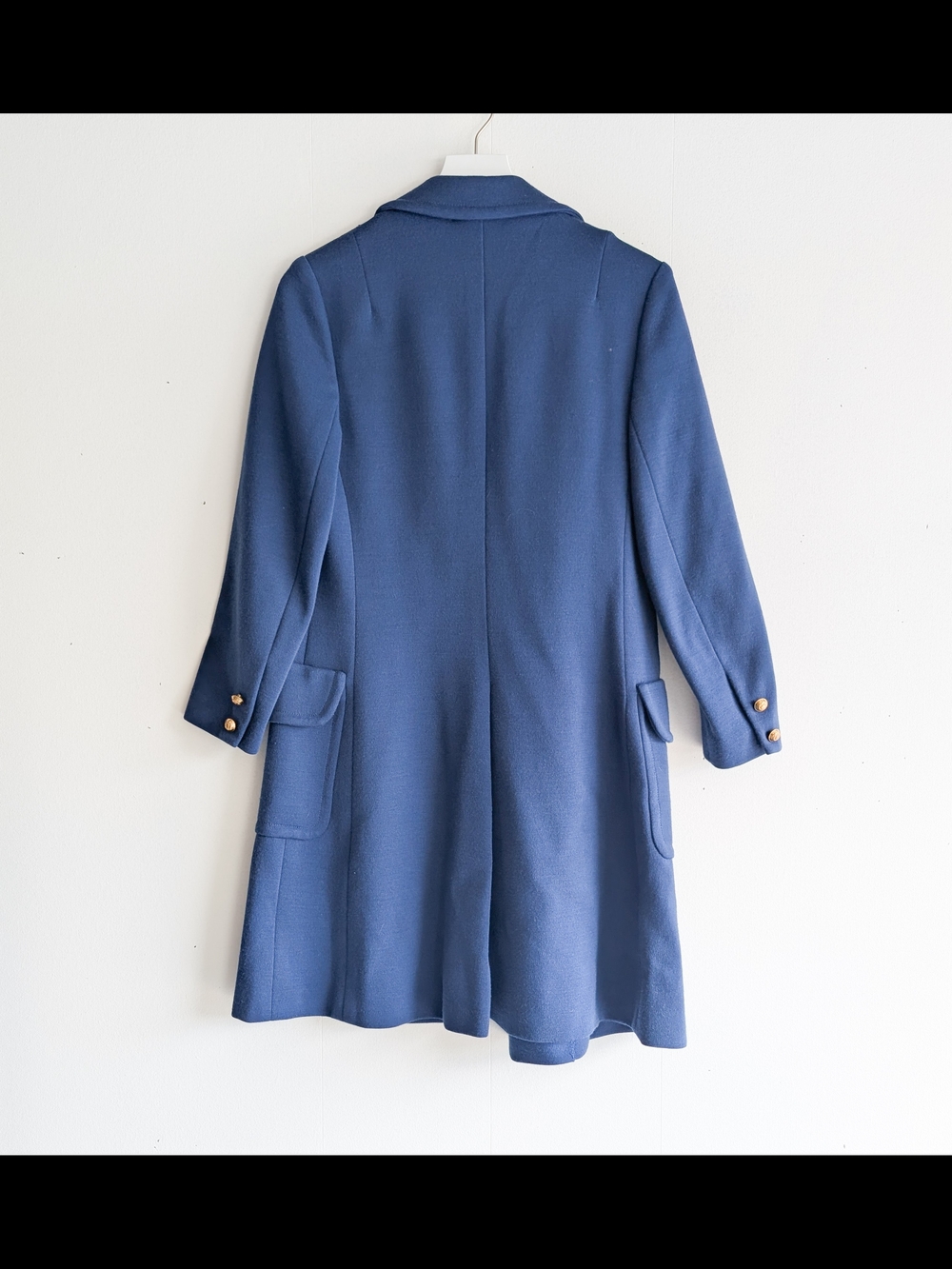 Vintage 1960s Peck & Peck Blue & White Wool Double Breast Pea Coat Dress Set Med - Picture 3 of 10